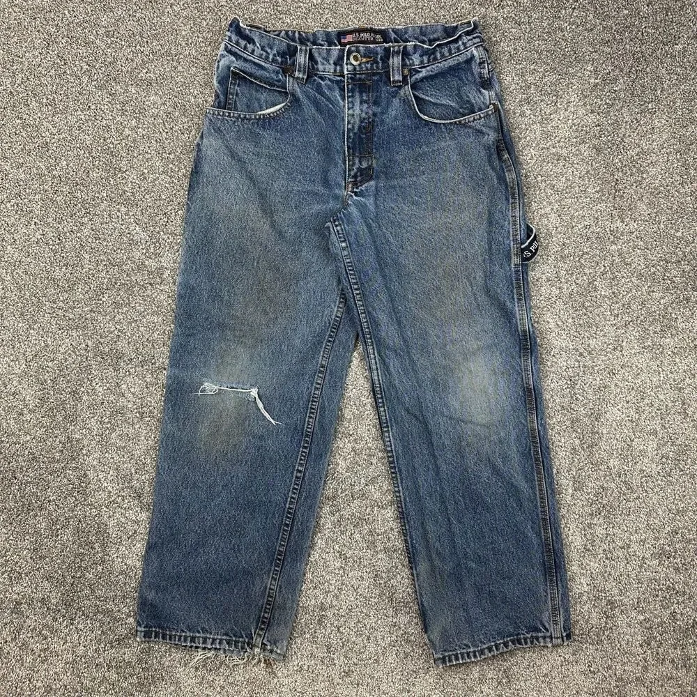 Vintage Y2K US Polo ASSN‎ Carpenter Jeans Mens 29x27 Blue Stone Wash Pocket Logo
